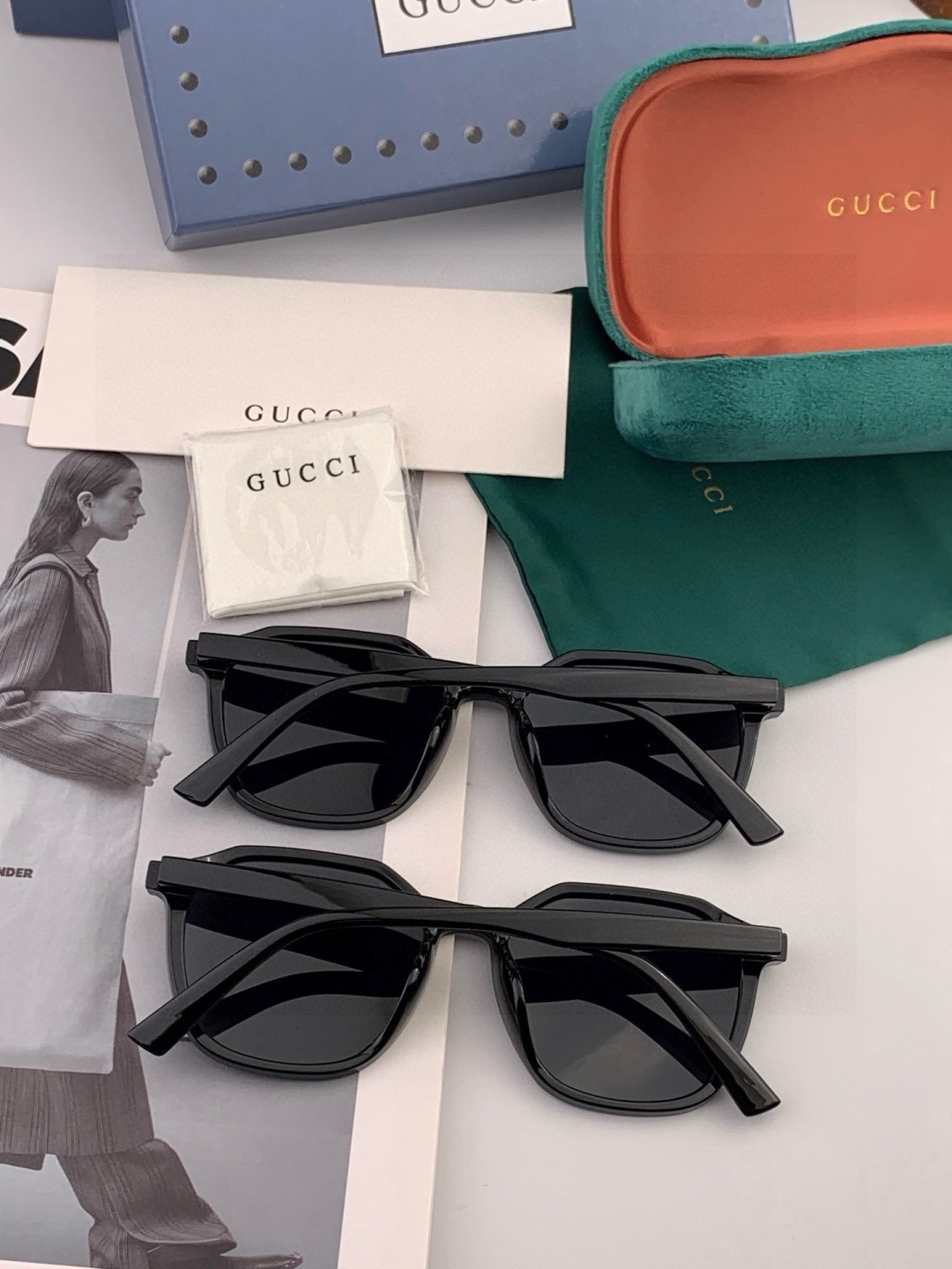 Gucci古奇 新款连体驶驾镜墨镜出行必众备多明星同款 太阳镜 男女太士阳镜飞行 型号：G6358