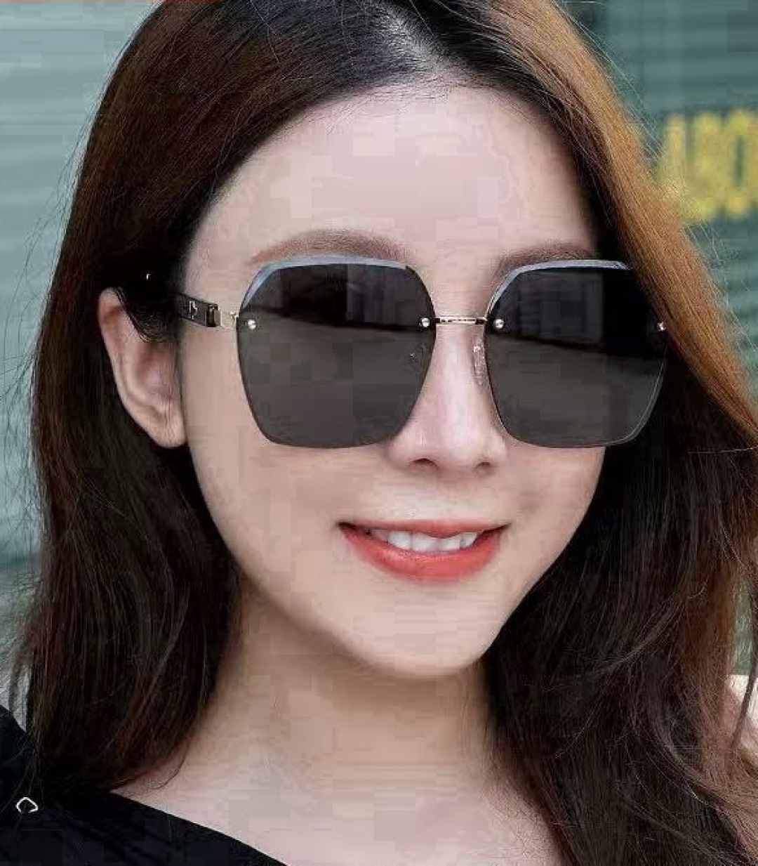 【尼龙偏光系列】爱马仕无框太阳镜墨方框设计，不挑脸型，无论搭配大衣还是连衣裙都非常显气质尼龙偏光镜片预防