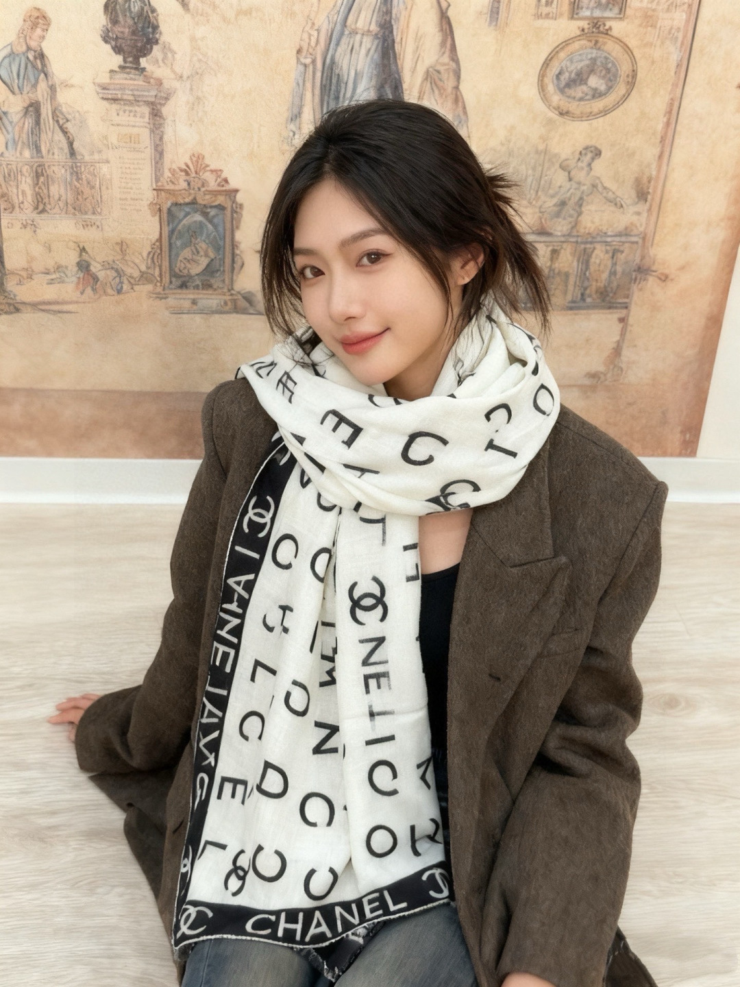 P235 Chanel ~20P
【140顶级双面丝绒披肩】

香家logo与字母的完美碰撞设计
底部还有隐隐约约的双C小Logo 
完美的设计带点小心机
女神必入款&hellip;
尺寸：135*135cm
成份：30%桑蚕丝70%羊绒