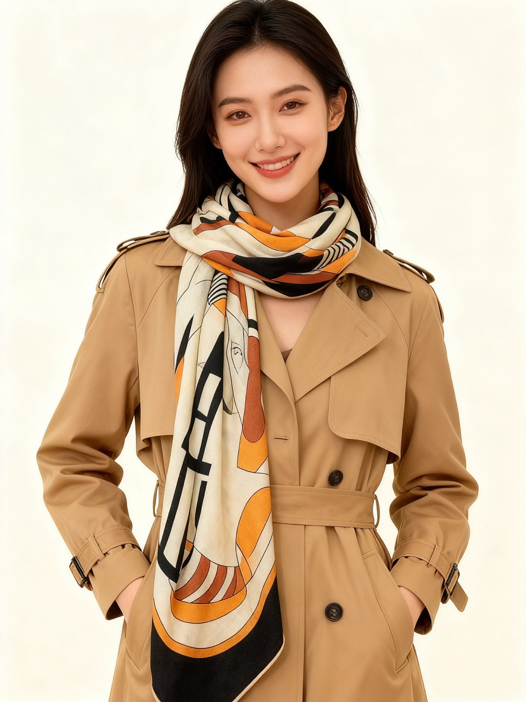 💟2025年早秋上新💞【双面同色丝绒方巾】手工卷边山羊绒和真丝混纺披肩（70%山羊绒，30%桑蚕丝）这款