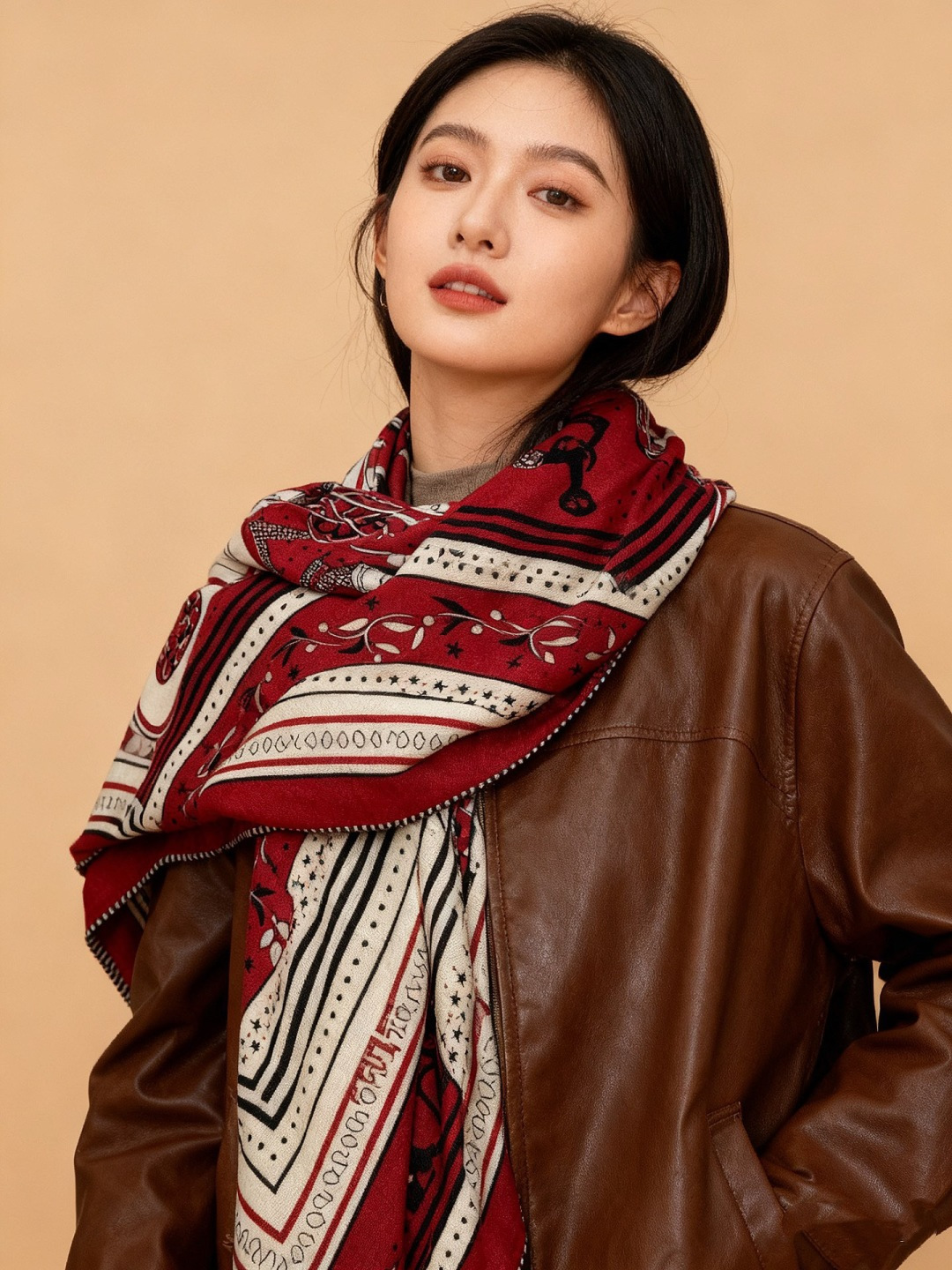 上新💕。丝绒方巾 【爱马仕2025春夏 亚马逊的庆典 Bandana，佩斯利花纹，生机勃勃的图案】（双面