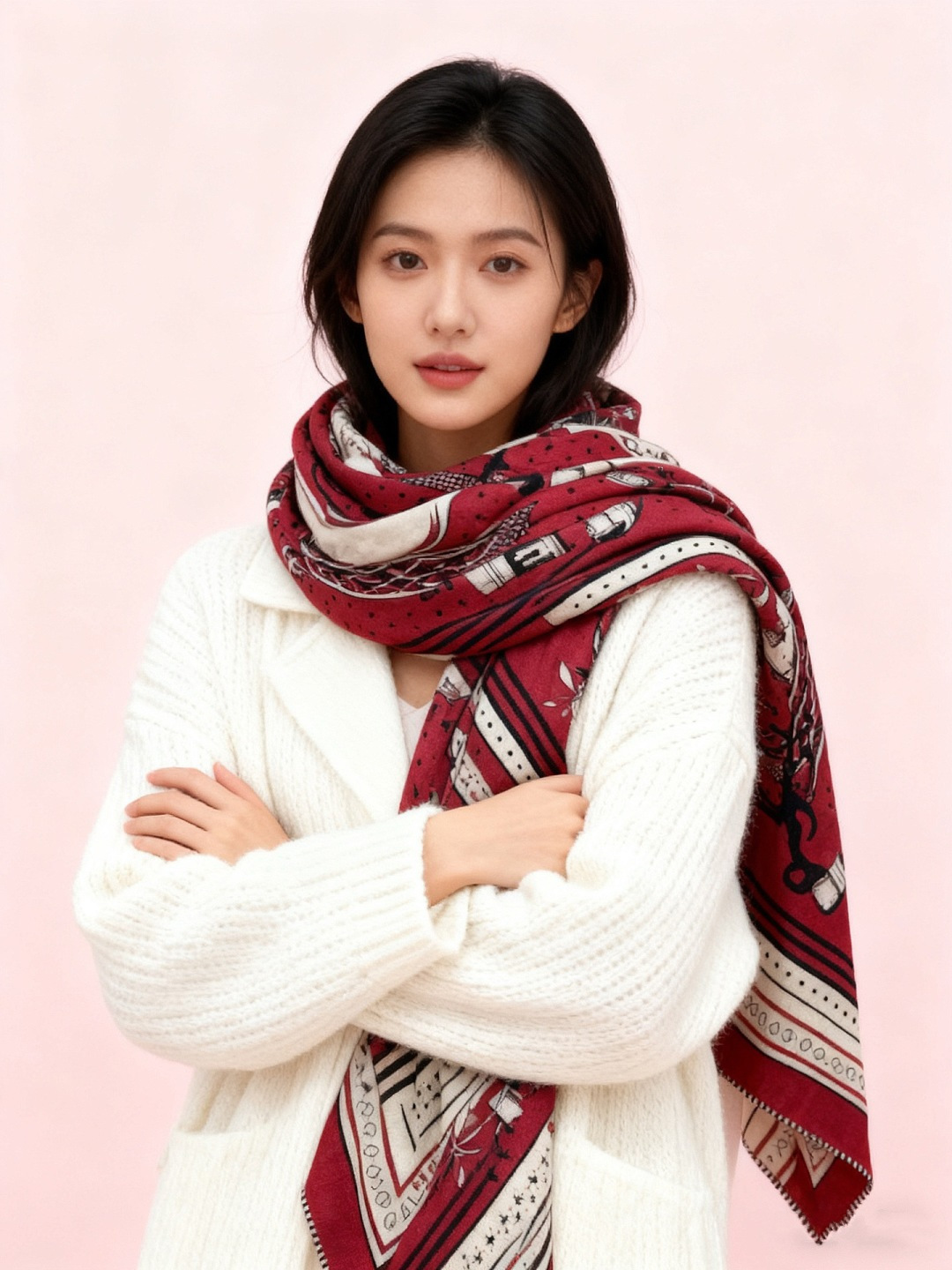 上新💕。丝绒方巾 【爱马仕2025春夏 亚马逊的庆典 Bandana，佩斯利花纹，生机勃勃的图案】（双面