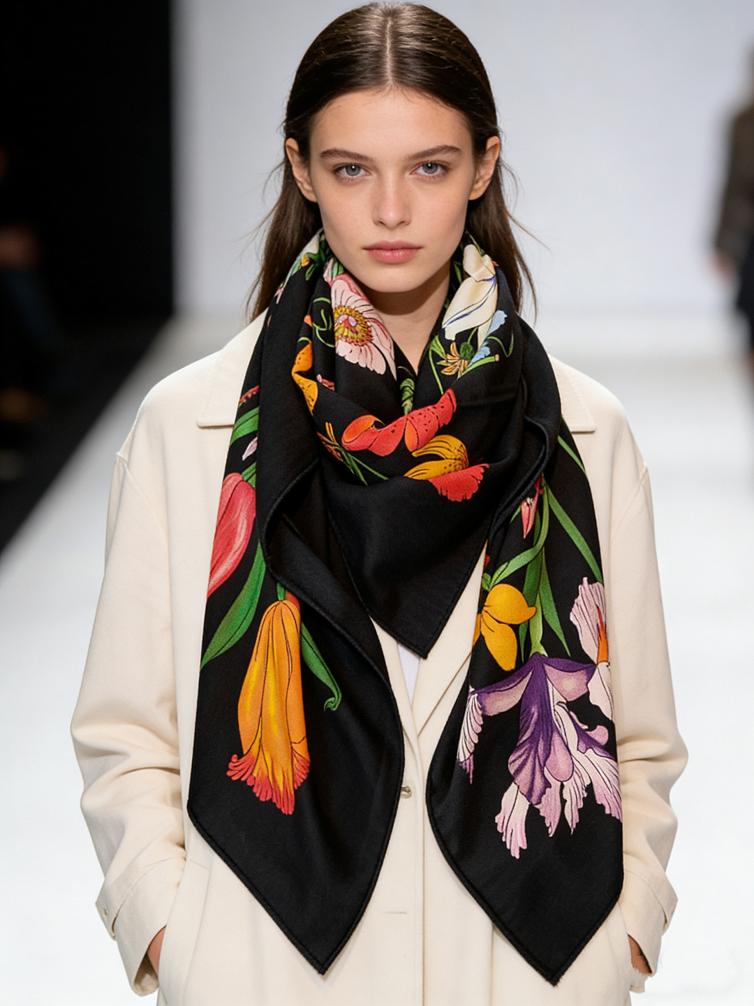 Gucci印花方巾【双面同色印花】2025春夏系列倾情推出活力十足的配饰，这款缀饰Gucci Flora