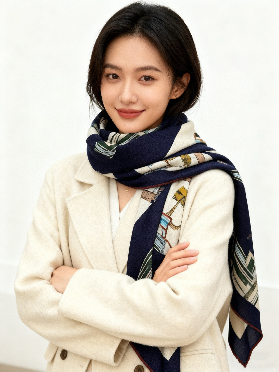 “金质马刺与骏马的披挂叠印版”披肩【140顶级丝绒双面同色】手工卷边30%桑蚕丝70%羊绒这款迷人的14