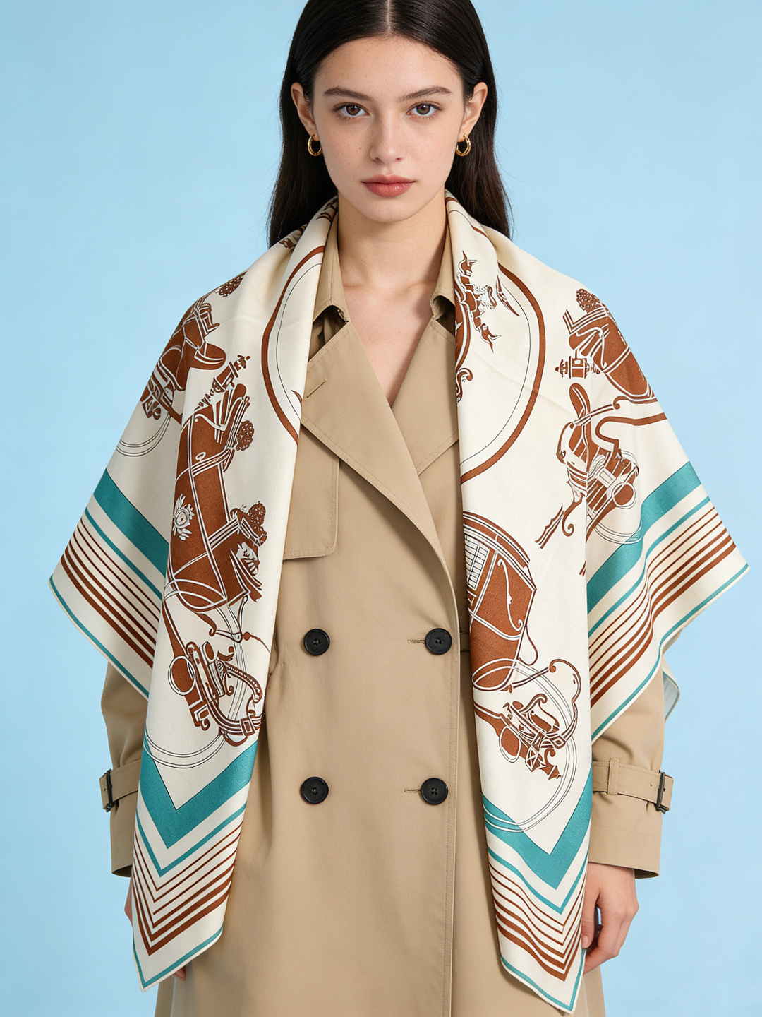 羊绒新款🆕👏👏买了都说好看‼️推荐💕爱马仕双面同色羊绒方巾【双面同色140】，顶级工艺超值‼️爱马仕专柜