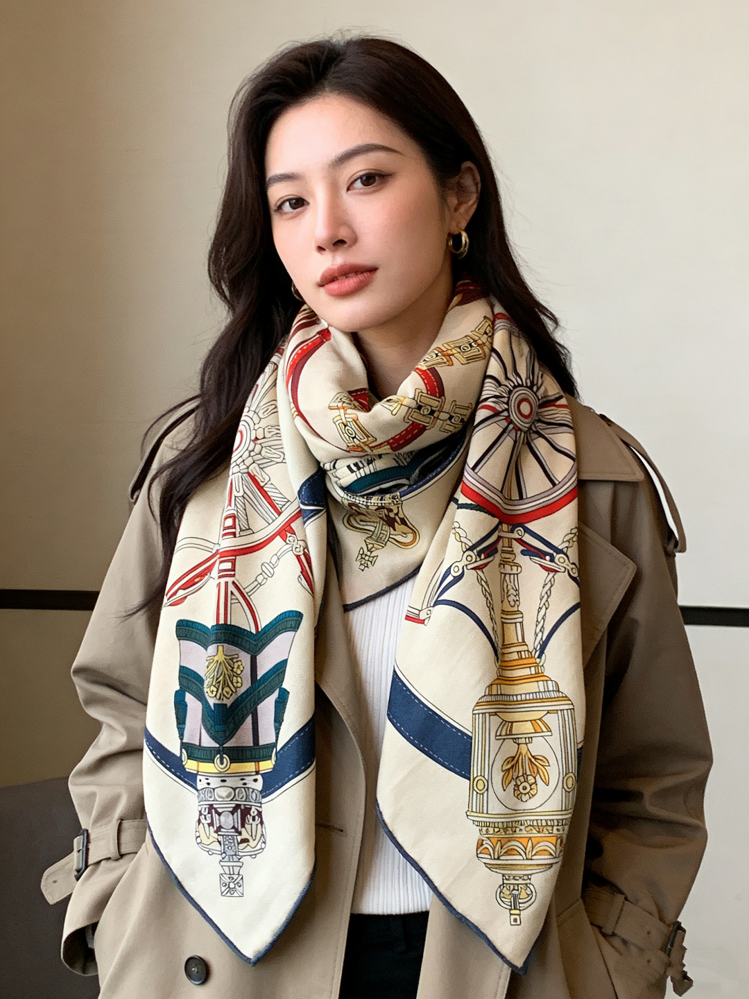 羊绒新款🆕👏👏买了都说好看‼️推荐💕爱马仕双面同色羊绒方巾【双面同色140】，顶级工艺超值‼️爱马仕专柜