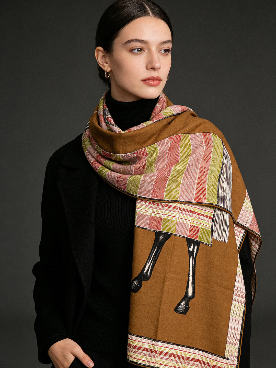 ✨✨【双面同色 丝毛款】H家羊绒新款 买了都说好看‼️推荐💕【骏马披挂 140】羊绒方巾‼️H家ZG爆款