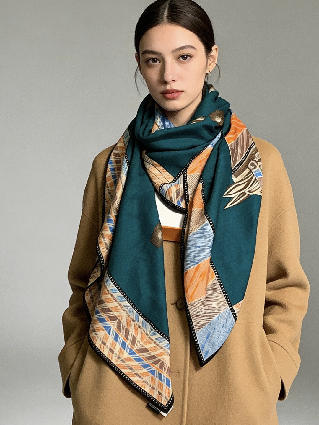 ✨✨【双面同色 丝毛款】H家羊绒新款 买了都说好看‼️推荐💕【骏马披挂 140】羊绒方巾‼️H家ZG爆款