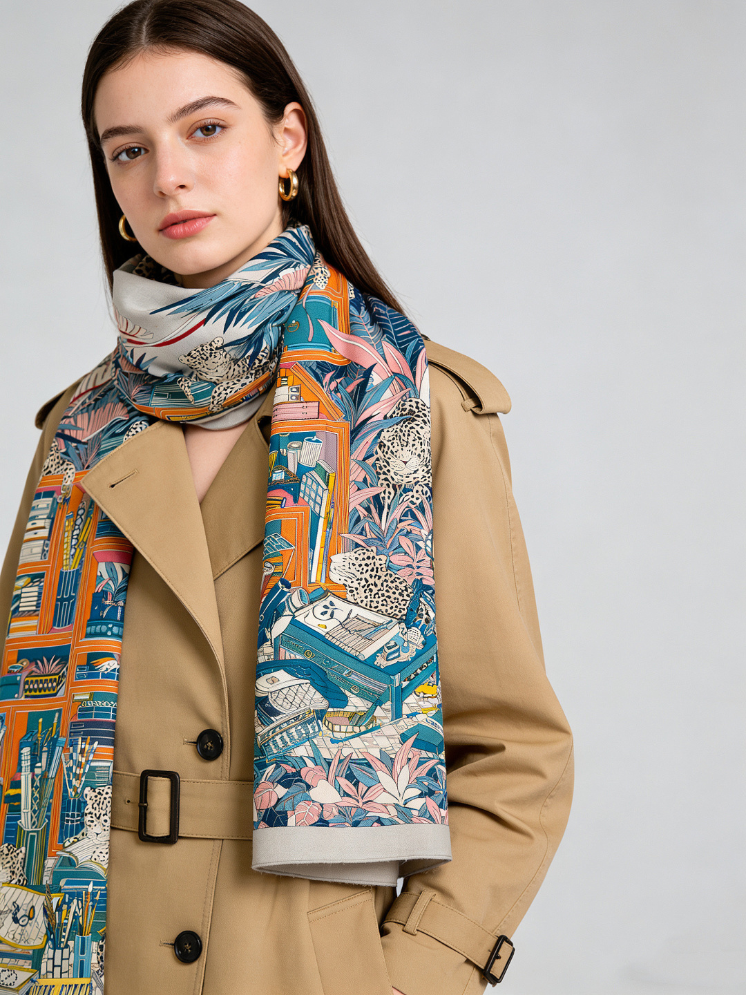 爱马仕新款双面同色 品名：十二花豹 面料：丝羊绒尺寸：140*140十二只花豹享受惬意休憩的时光。它们慵