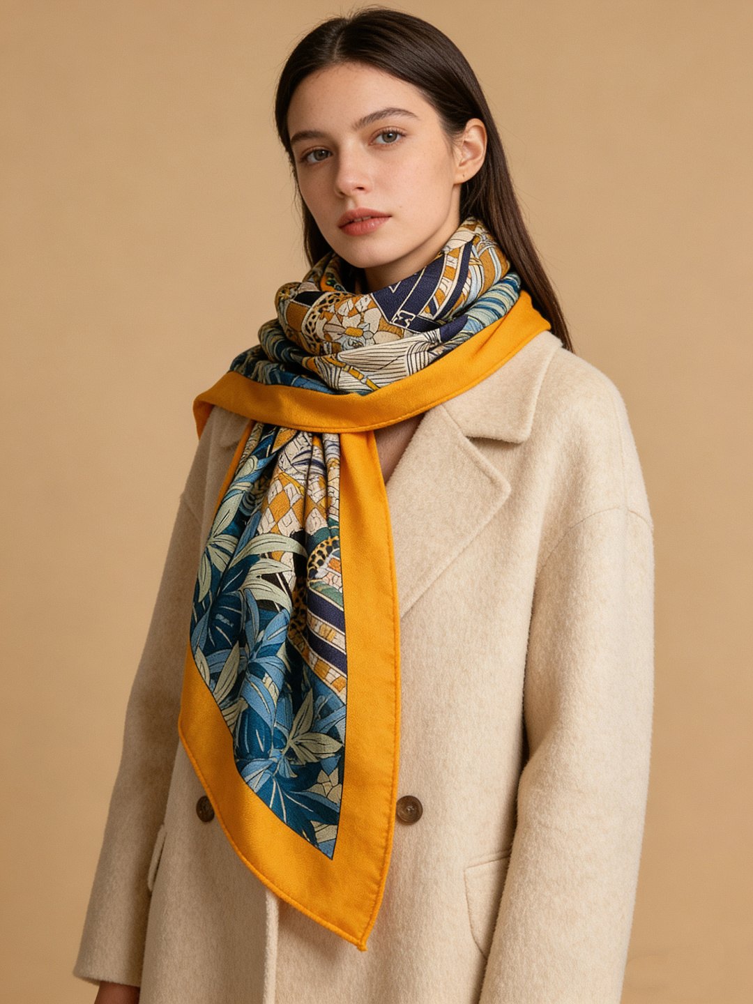 爱马仕新款双面同色 品名：十二花豹 面料：丝羊绒尺寸：140*140十二只花豹享受惬意休憩的时光。它们慵