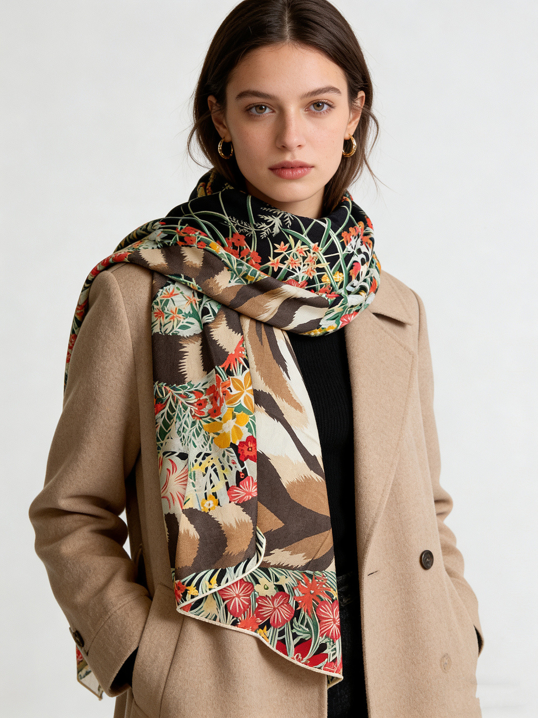 💟上新🆕💕手工卷边！羊绒和真丝混纺披肩（70%羊绒30%桑蚕丝）。这款披肩采用经典山羊绒和真丝混纺面料，