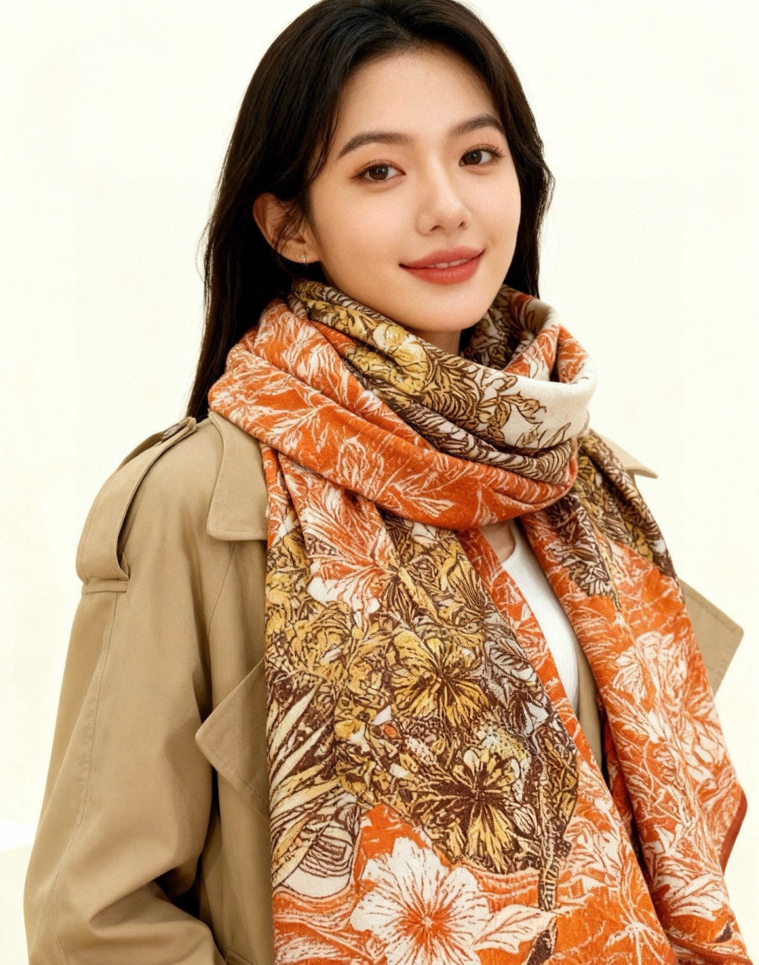 💟2025年秋冬抢先 上新💞【双面同色丝绒方巾】手工卷边山羊绒和真丝混纺披肩（70%山羊绒，30%桑蚕丝