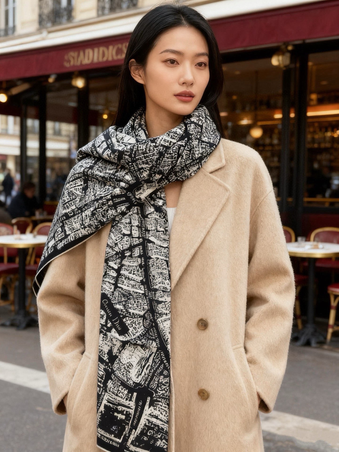 Dior ❤【️巴黎地图】140*140双面同色丝绒方巾🉐️LAN DE 价🉐️ARIS 巴黎地图这款方