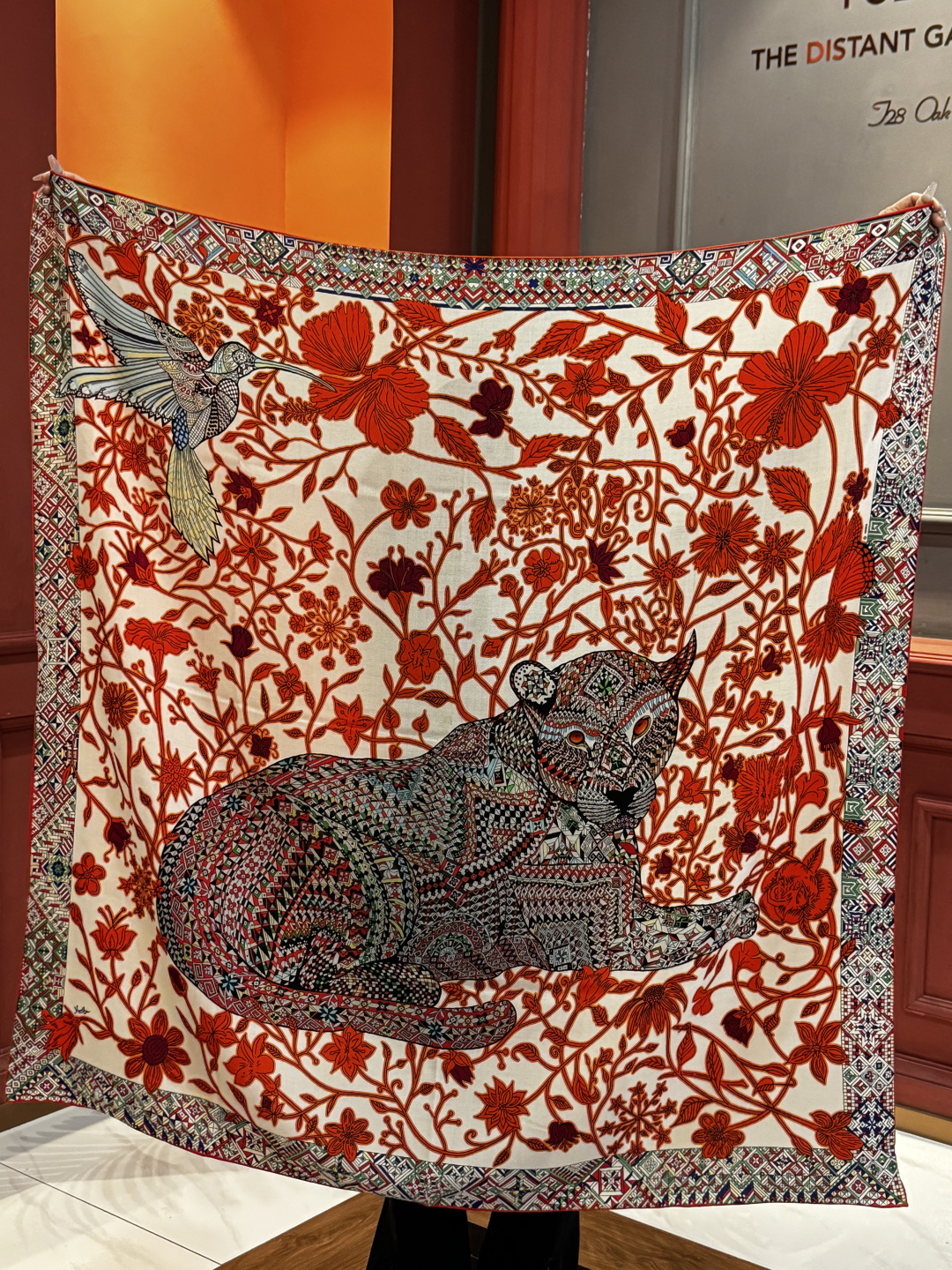 羊绒新款🆕👏👏买了都说好看‼️推荐💕爱马仕双面同色羊绒方巾【美洲豹与蜂鸟双面同色140】，顶级工艺超值‼