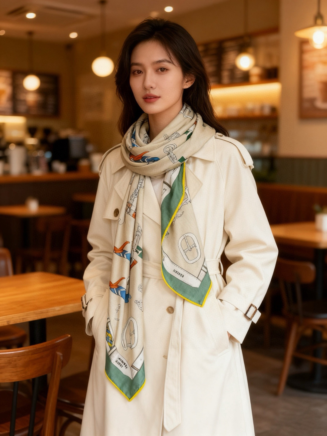 羊绒新款🆕👏👏买了都说好看‼️推荐💕爱马仕双面同色羊绒方巾【跃动的马儿双面同色140】，顶级工艺超值‼️