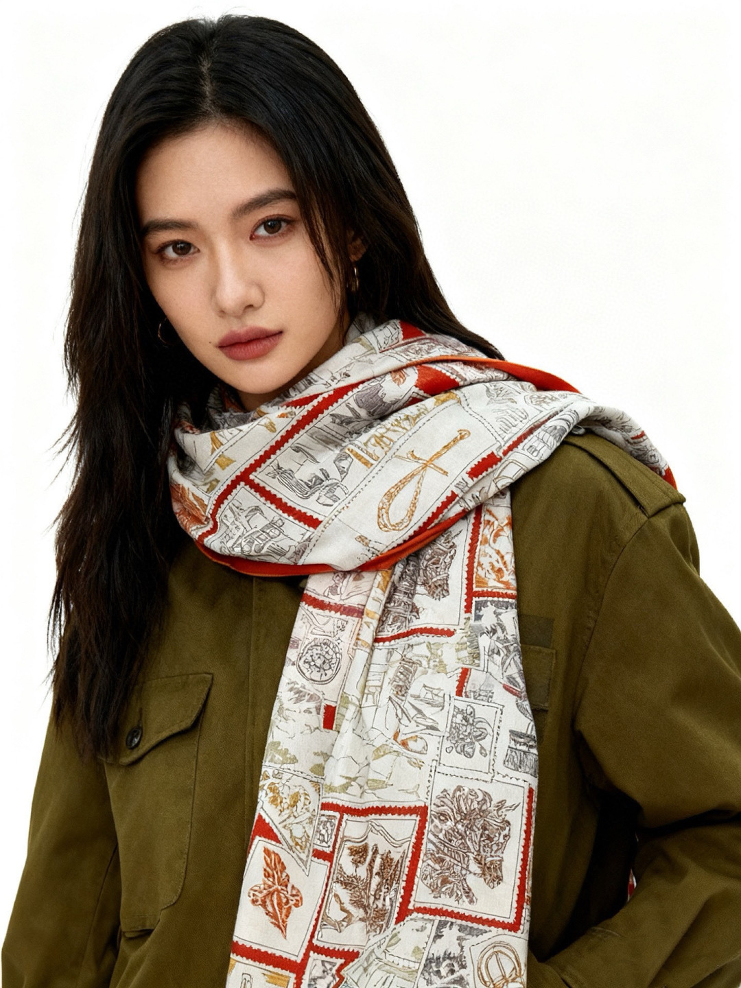 💟2025年秋冬抢先 上新💞【双面同色丝绒方巾】手工卷边山羊绒和真丝混纺披肩（70%山羊绒，30%桑蚕丝