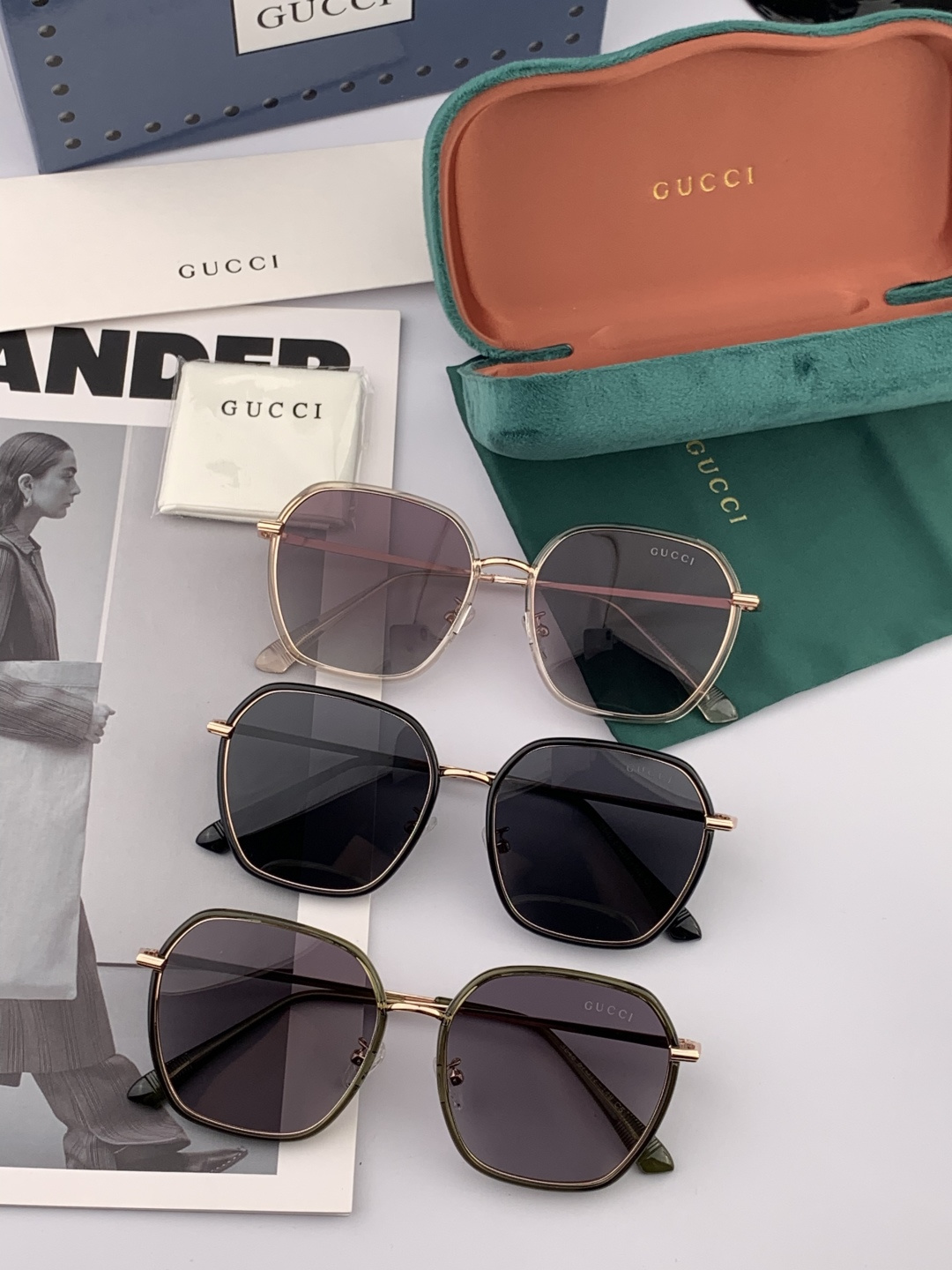 GUCCI 2025开春新款太阳镜 各路网红纷纷带起气场满分‼️ 俏皮甜美.上脸效果更佳.金属质感超好 