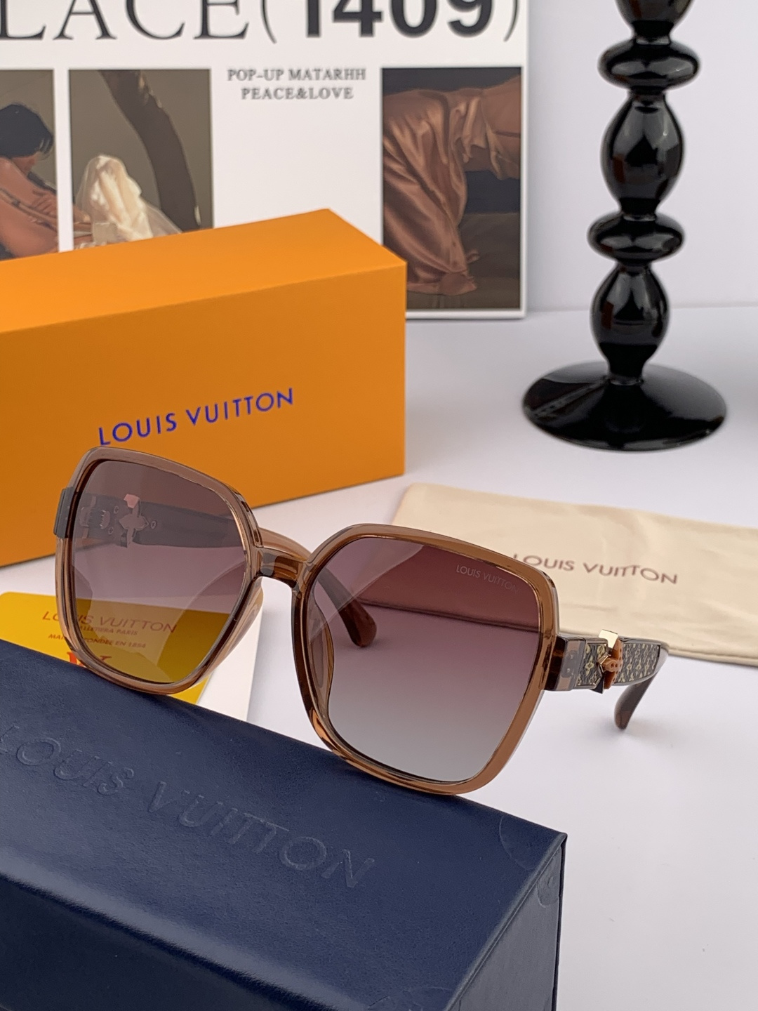 【TR偏光系列】lv大框太阳镜墨镜经典的方框设计，不挑脸型，无论搭配大衣还是连衣裙都非常显气质偏光镜片预