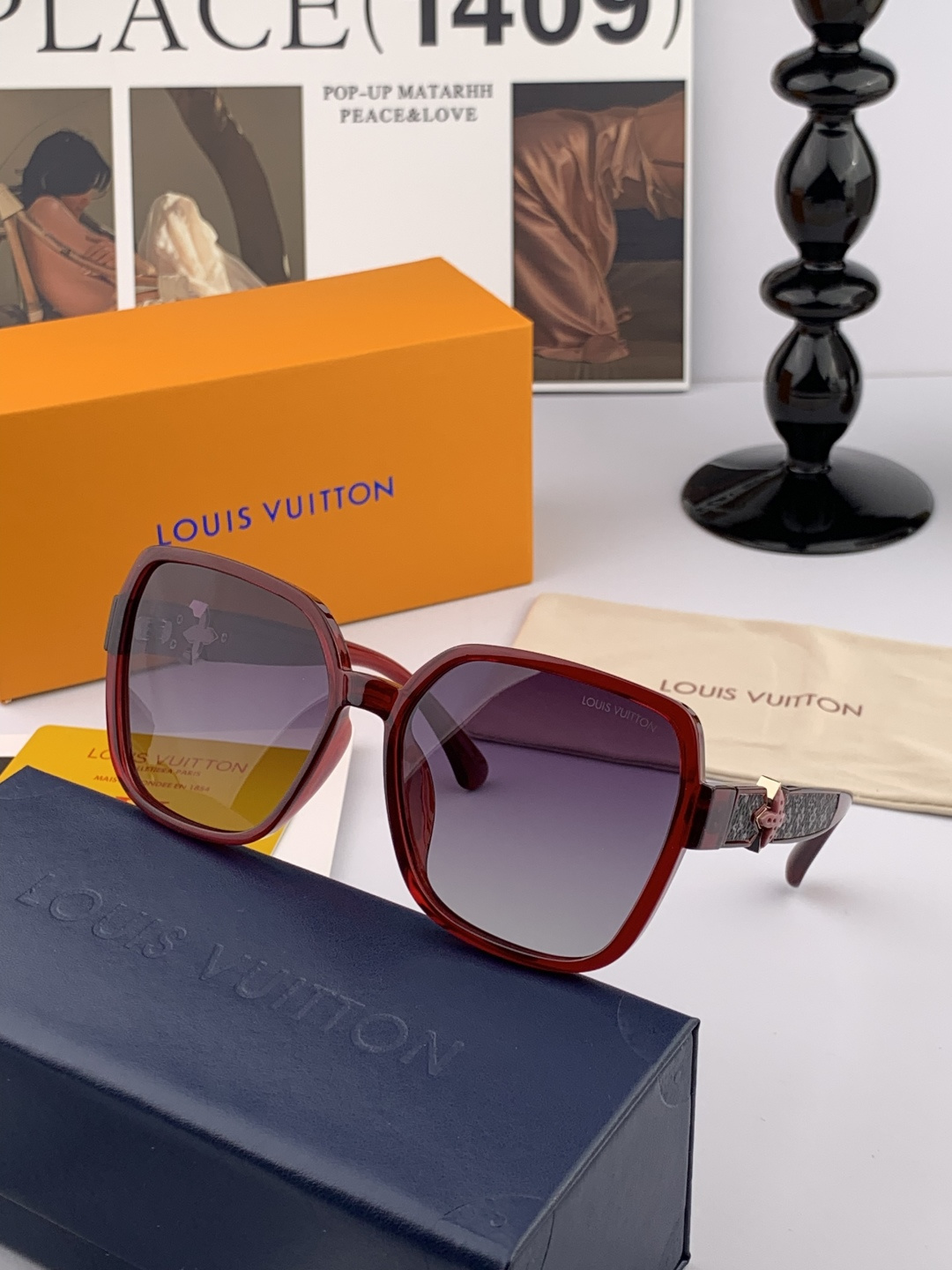 【TR偏光系列】lv大框太阳镜墨镜经典的方框设计，不挑脸型，无论搭配大衣还是连衣裙都非常显气质偏光镜片预