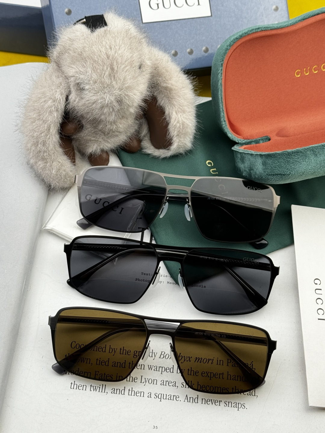 GUCCI 男款炫彩飞行员偏光太阳镜 ❤️材质：高清尼龙加厚卡槽高清偏光镜片 🌹无边框镜架💕颜👍型号：G