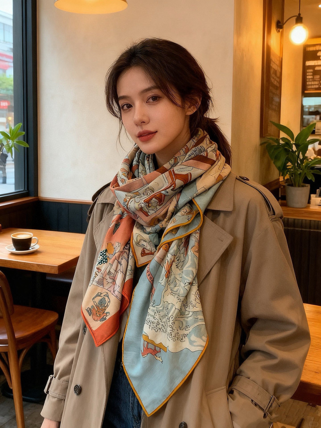 “马术学院”140双面同色丝绒披肩～Hermes 手工卷边丝绒方巾（30%桑蚕丝70%羊绒）这款爱马仕的