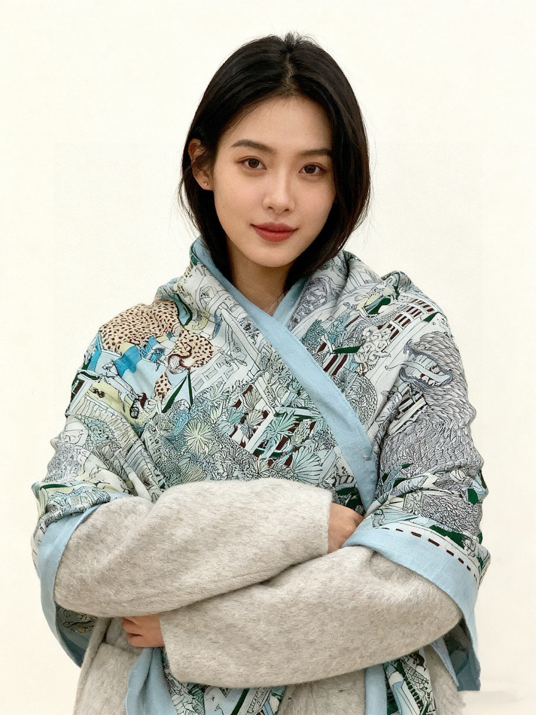 羊绒新款🆕👏👏买了都说好看‼️推荐💕爱马仕双面同色羊绒方巾【动物之城双面同色140】，顶级工艺超值‼️爱