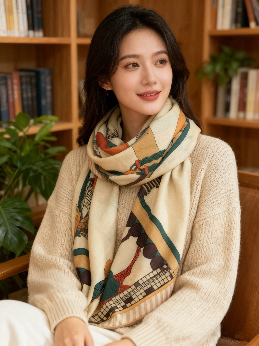 “全速前进”140双面丝绒披肩手工卷边丝绒方巾（30%桑蚕丝70%羊绒）这款经典单品展现强大而迷人的女性