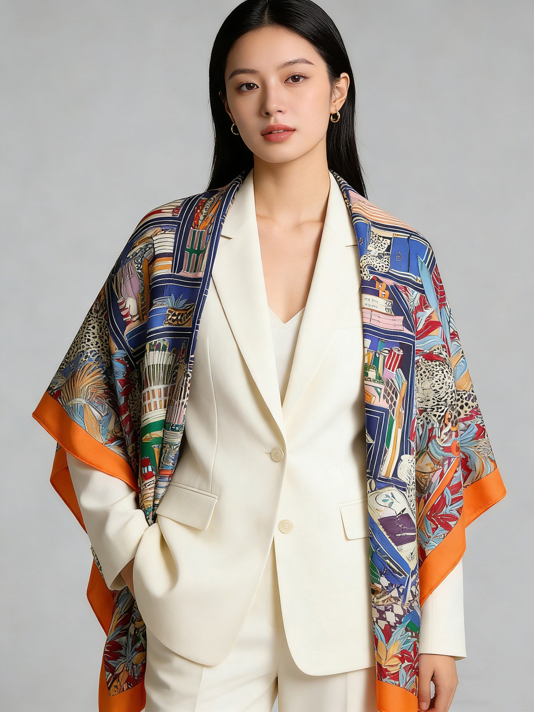 爱马仕新款双面同色 品名：十二花豹 面料：丝羊绒尺寸：140*140十二只花豹享受惬意休憩的时光。它们慵