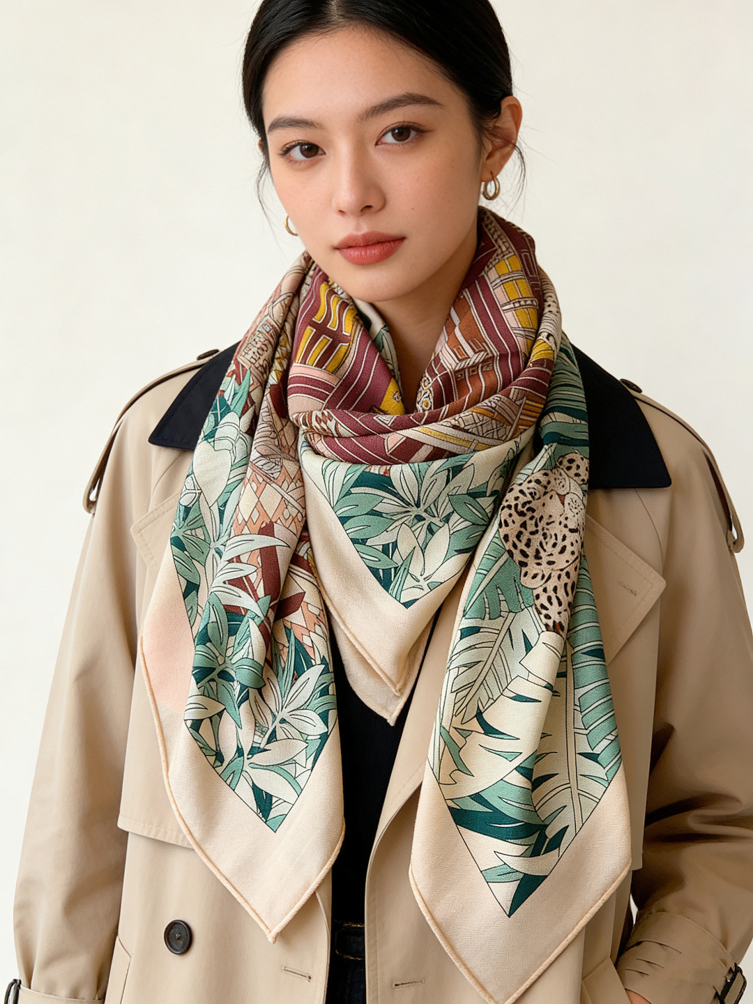 爱马仕新款双面同色 品名：十二花豹 面料：丝羊绒尺寸：140*140十二只花豹享受惬意休憩的时光。它们慵