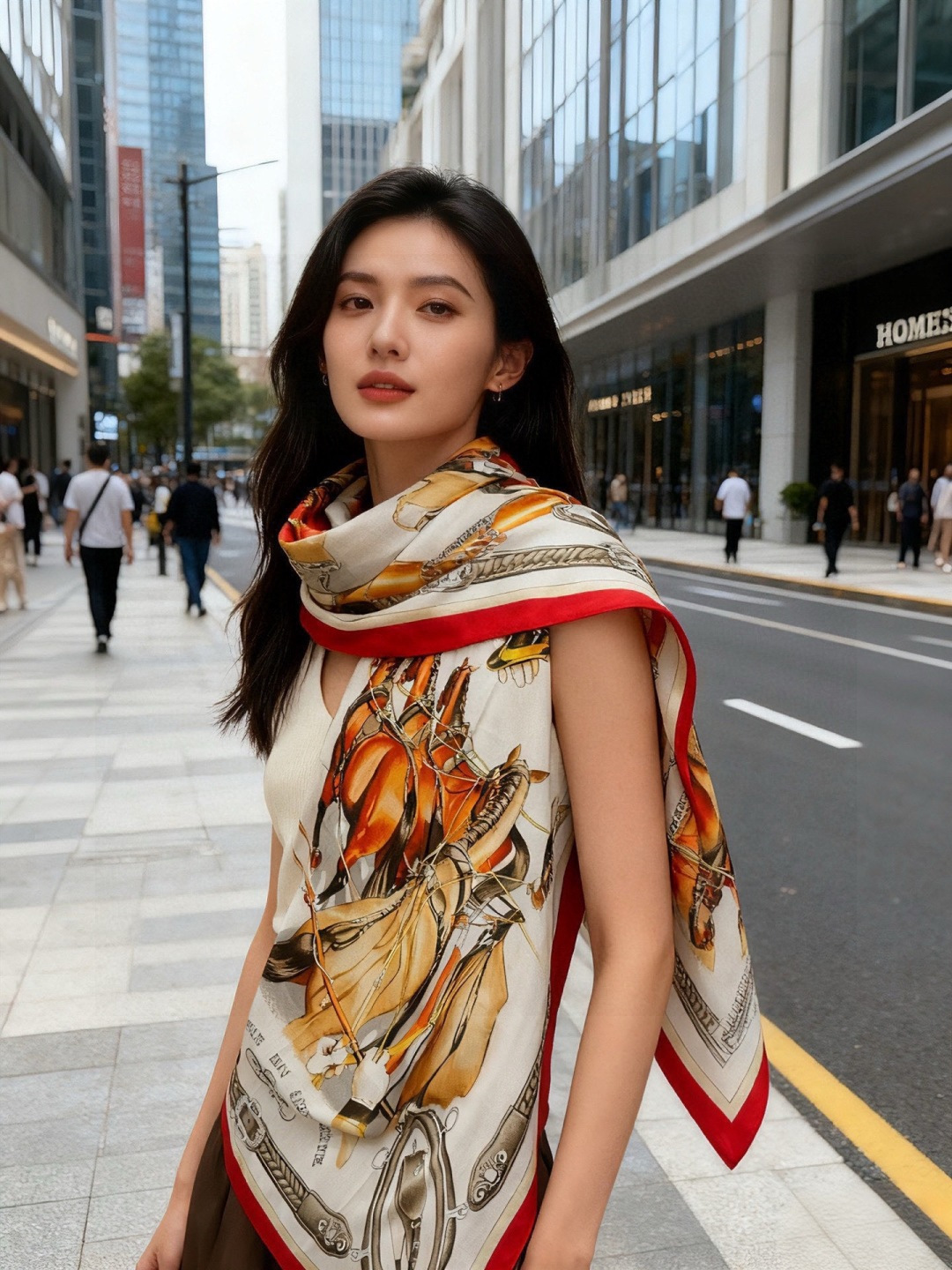 上新🆕【丝绒双面同色140披肩】“弩式牵引马具”手工卷边丝绒方巾披肩70%羊绒30%真丝这款典藏方巾展现