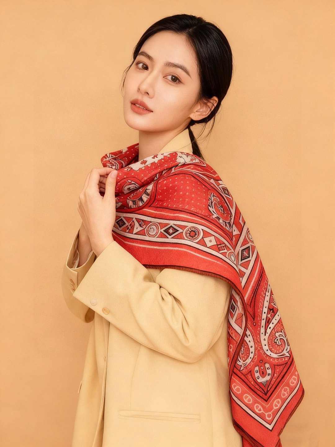 ✨✨【双面同色 丝毛款】H家羊绒新款 买了都说好看‼️推荐💕【爱心骏马 140】羊绒方巾‼️H家ZG爆款