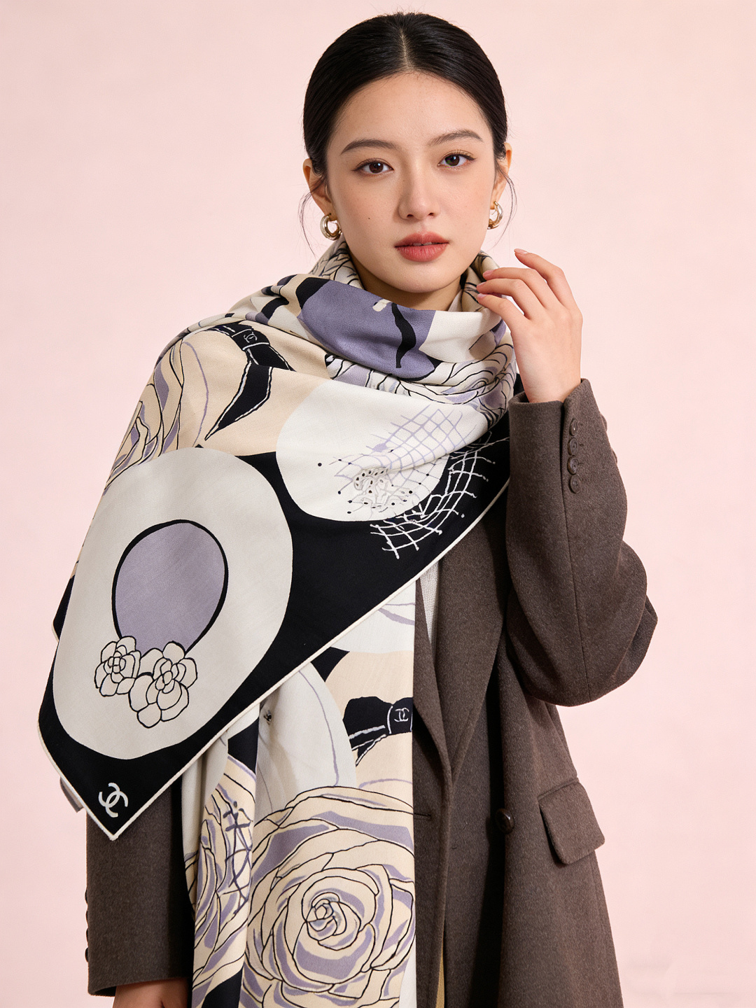 📦新款💖💖🏻🏻【山茶花印花140】140丝绒双面同色印花方巾‼️抢‼️VIP推荐 ‼️下手一定要快【高端