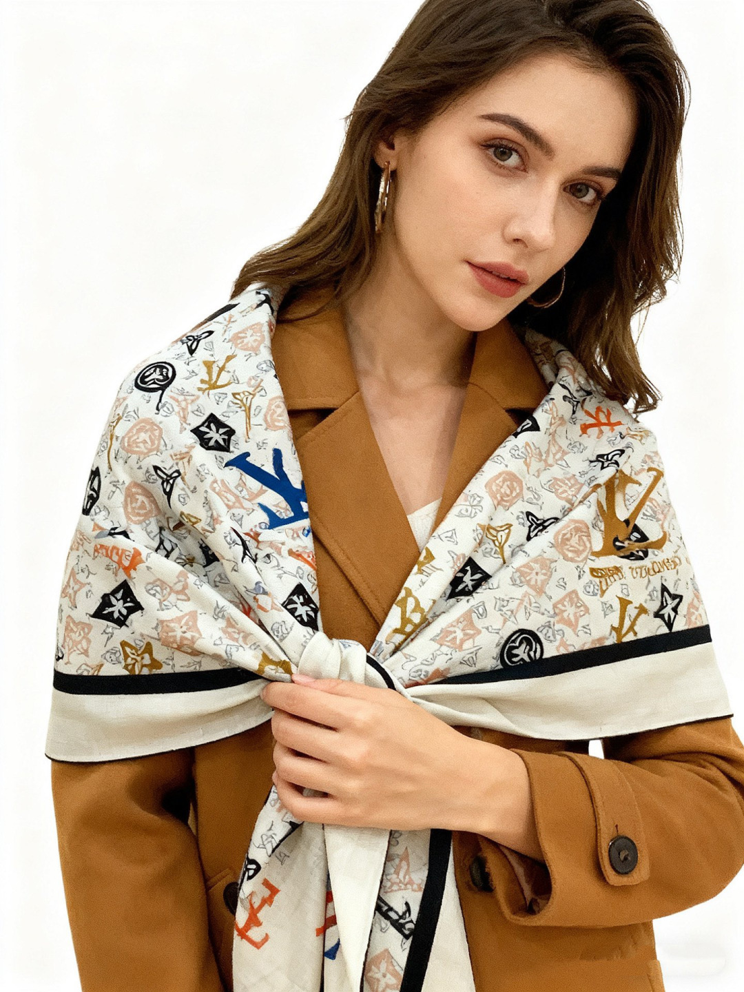 LV x TM 140披肩【140顶级丝绒双面同色披肩】本款LVxTMMonogram Multicol