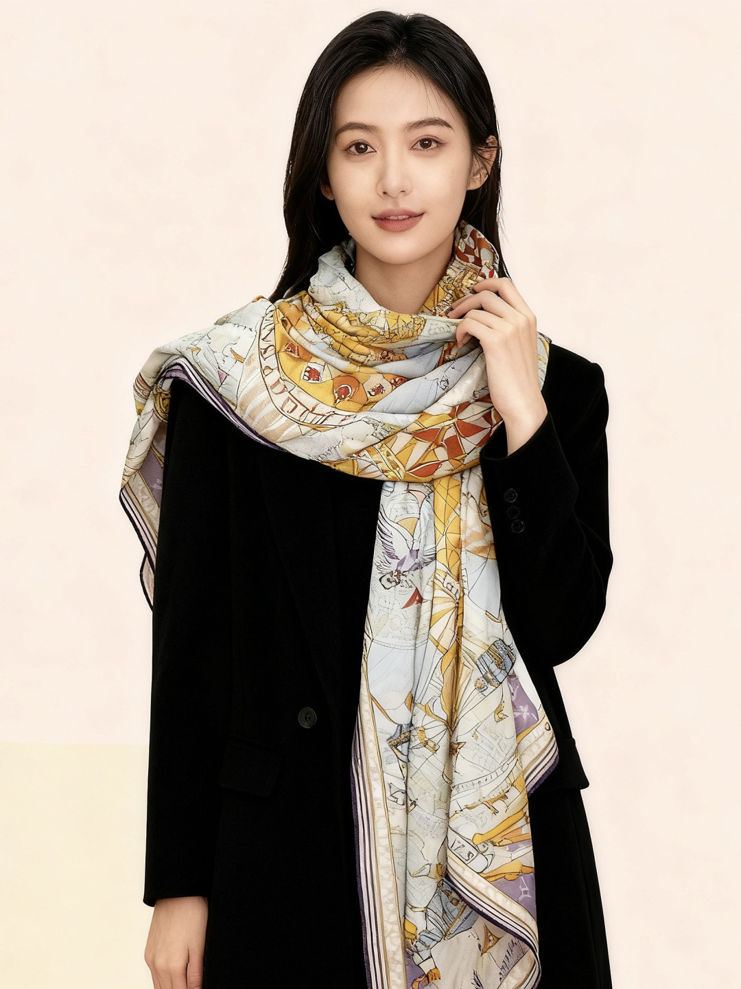 LV x TM 140披肩【140顶级丝绒双面同色披肩】本款LVxTMMonogram Multicol