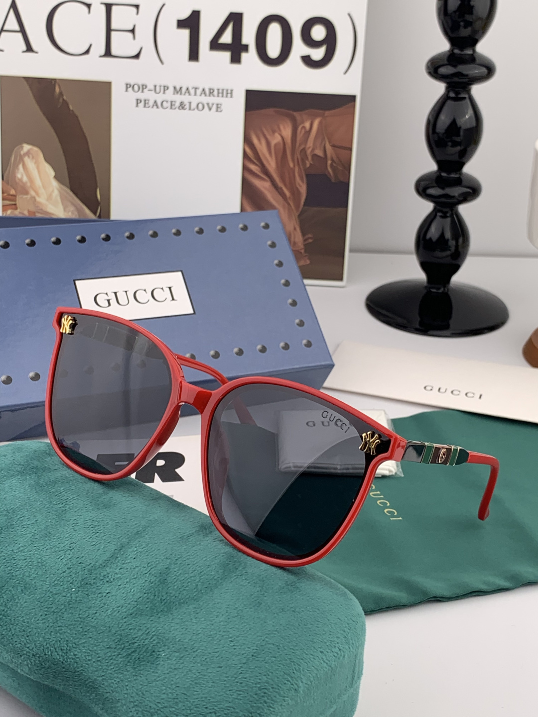 【TR偏光系列】 Gucci联名系列限量版经典的圆框设计，不挑脸型，无论搭配大衣还是连衣裙都非常显气质偏