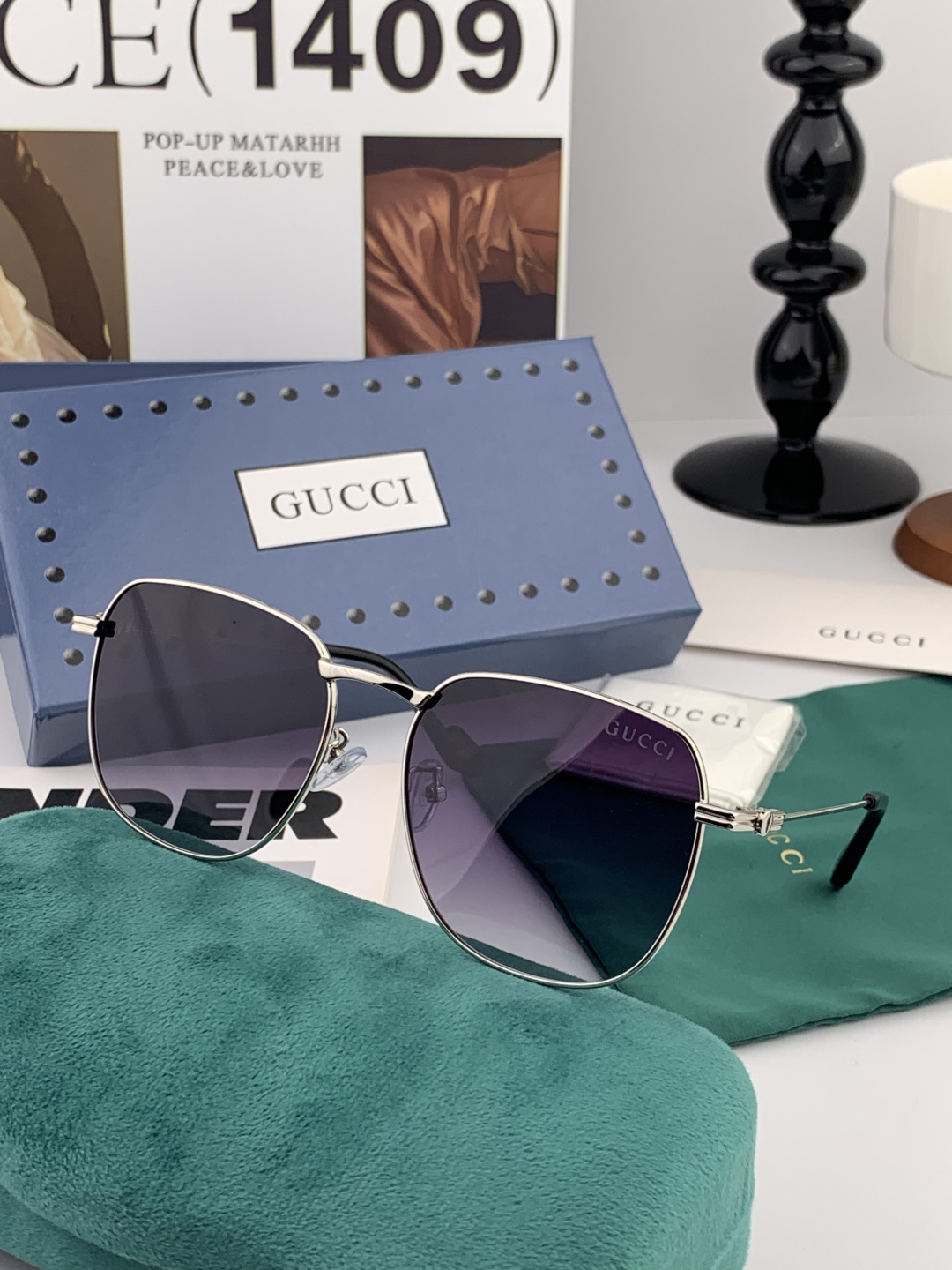 🔺 Gucci 🔻2025官方新款 众多明星同款[色]‼️‼️新款大框偏光墨镜 🌈🌈宝丽来超清加厚太阳镜