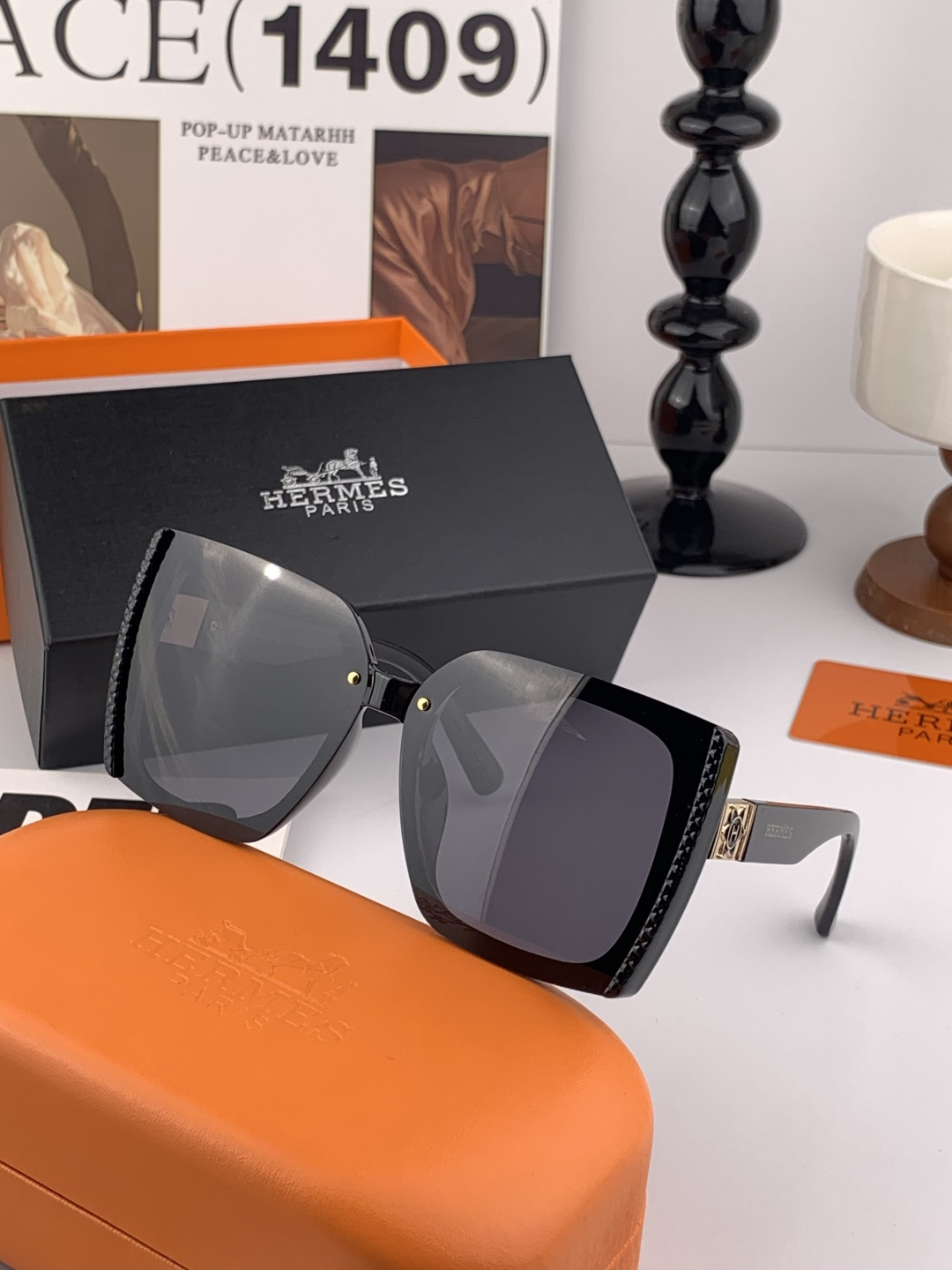 新款 爱马仕女士偏光太阳镜🕶️ 宝丽来高清镜片🎉高品质TR-90镜框 时尚百搭！型号：H6888