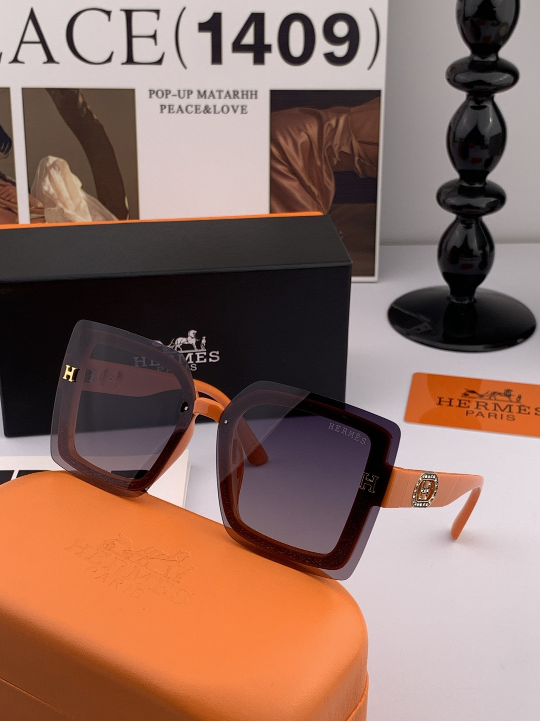 HERMES 爱马仕 开春新款🎈原版出货 网红超爆款💙经典奢华全球风[强][酷][亲亲] 时尚方框太阳镜