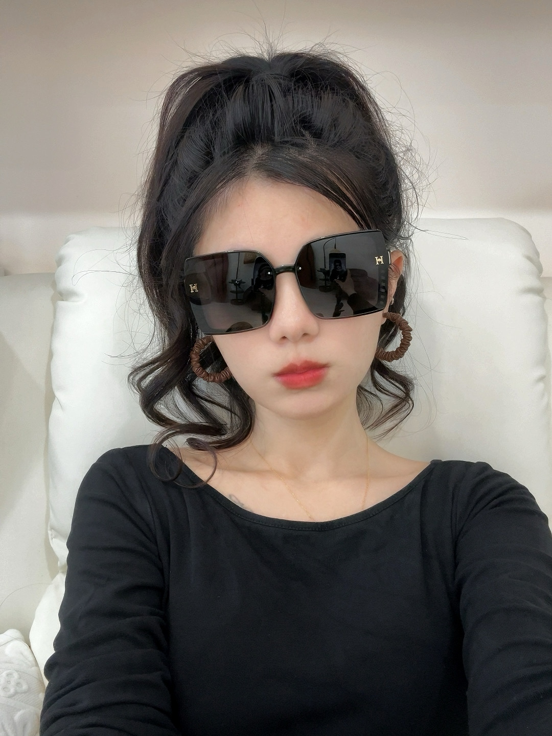 新款 爱马仕女士偏光太阳镜🕶️ 宝丽来高清镜片🎉高品质TR-90镜框 时尚百搭！型号：H1992