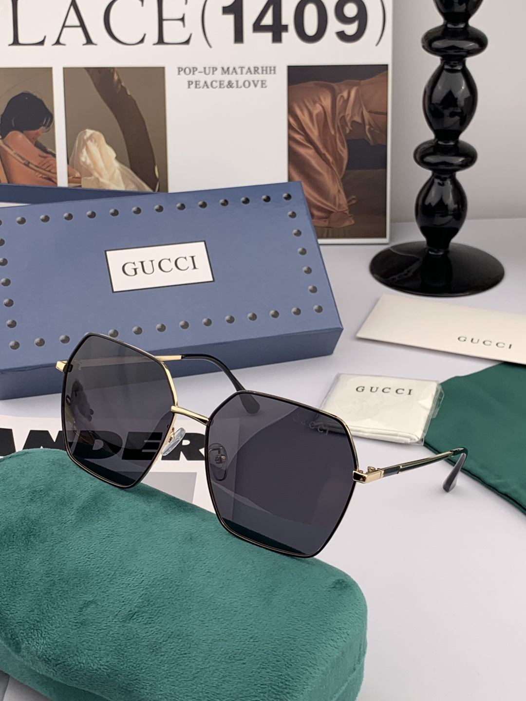 🔺 Gucci 🔻官方新款 众多明星同款[色]‼️‼️新款大框偏光墨镜 🌈🌈宝丽来超清加厚太阳镜🔝🔝型号