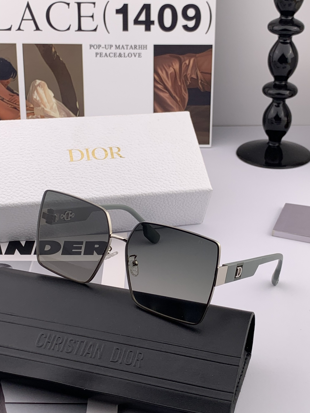 🔺 【DIOR-迪奥】开春新款 潮流爆款 时尚方框尼龙太阳镜 高品质 佩戴舒适 网红潮款墨镜 女士高清尼