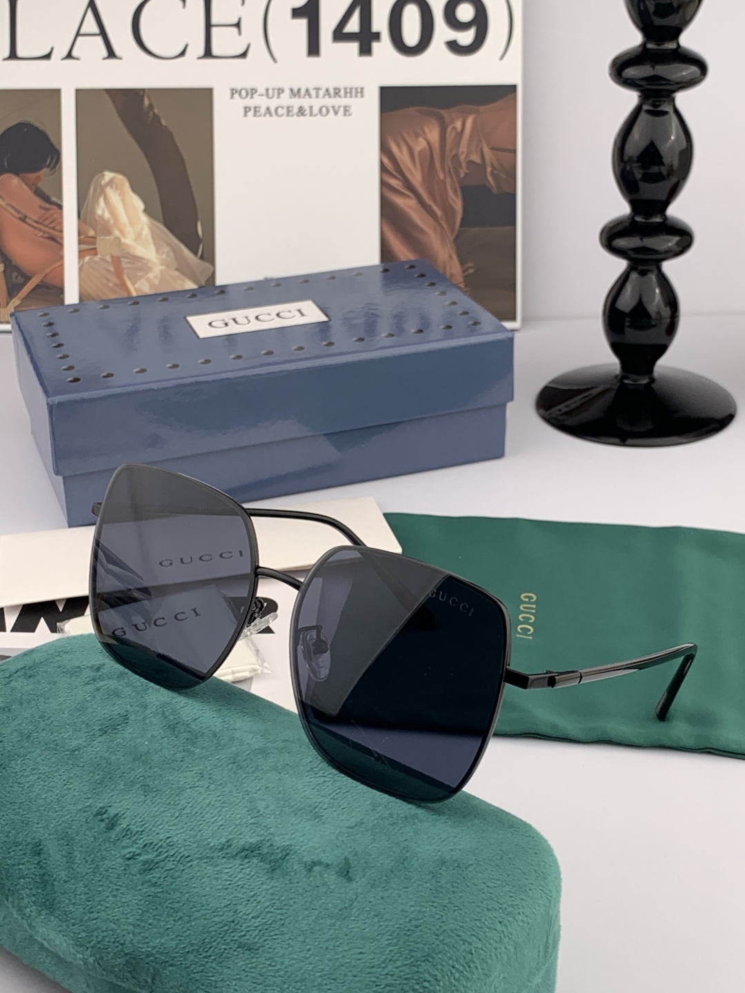 GUCCI 男款炫彩飞行员偏光太阳镜 ❤️材质：高清尼龙加厚卡槽高清偏光镜片 🌹无边框镜架💕颜👍型号：G