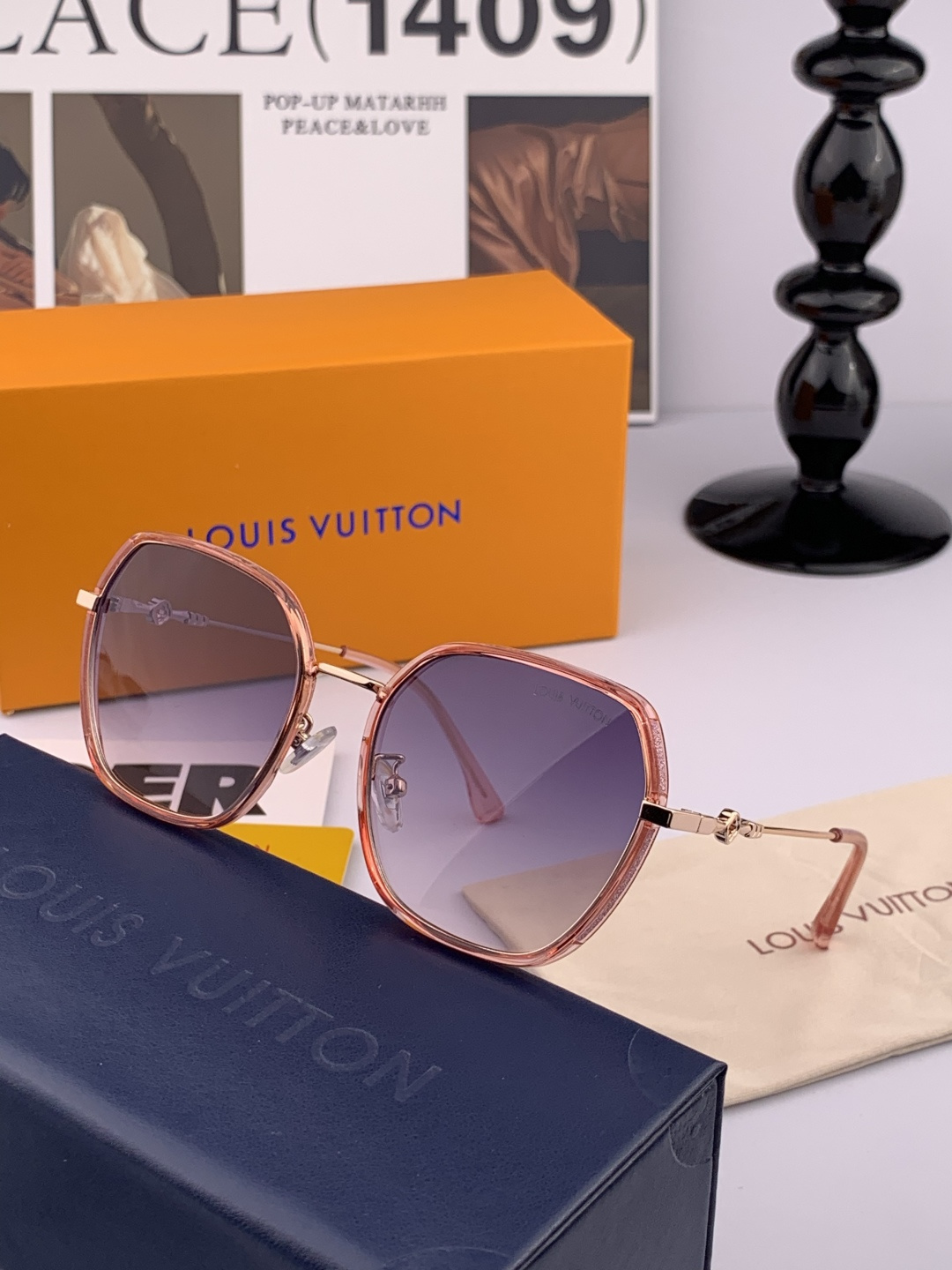 LV 太阳镜潮品官网模特同款 [玫瑰][玫瑰]四叶草🍀精致个性设计简约时尚 高品质值得拥有绝对潮爆整个夏