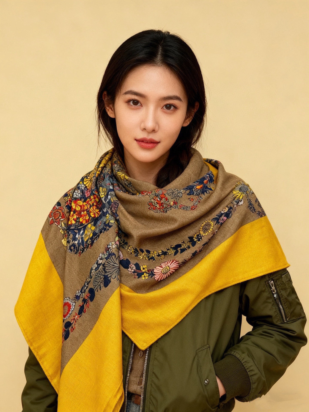 NO:704410,'Gorgeous bridle floral version' 140 velvet square scarf [140 top velvet double-sided shawl of the same color] Hand-rolled velvet square scarf (30 silk 70 cashmere) This velvet classic item shows the essence of strong and charming female charm. This 140 velvet square scarf is innovative, interprets infinite emotions and freedom, and writes personal narrative in a unique way. Size 140 * 140 cm |  Since this square scarf is hand-rolled, the sizes indicated may be slightly different. High version scarf, high version scarf, real silk, shawls19860909“华丽的缰辔花卉版”140丝绒方巾【140顶级丝绒双面同色披肩】 手工卷边丝绒方巾（30真丝70羊绒） 这款丝绒的经典单品展现强大而迷人的女性魅力精髓.此140丝绒方巾推陈出新,诠释无限的情感和自由,以别样方式书写个性叙事. 尺寸140 *140 厘米 | 由于这款方巾采用手工卷边,标示的尺寸或会略有不同.高版本围巾,高版本围巾,real silk,shawls,scarf