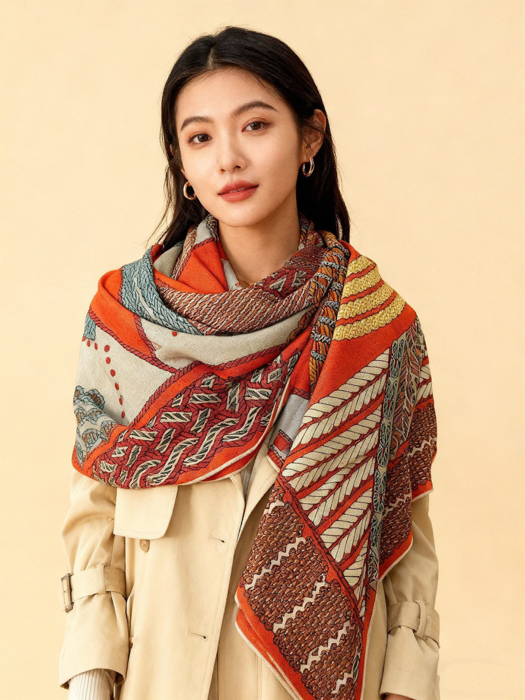 NO:714603,Silk Scarf | HERMES I Dressage Tressage Dressage Tressage | Dressage Designer Virginie Jamin Dimensions 140x140 cm Designer Virginie Jamin While browsing the bookshelves in Emile Hermes's library, she came across a treatise on equestrianism published in Germany in the 18th century. She took a section from this piece  Drawing inspiration, the plate depicts the patterns traced on the ground by the natural and artificial horse gait, resulting in a decorative design that is a free expression of the equestrian weaving repertoire. Featuring an elegantly simple asymmetrical structure, this country scarf celebrates decorative craftsmanship. High version scarf, high version scarf, hermes19860909丝巾 |HERMES I Dressage Tressage Dressage Tressage | 盛装舞步 设计师 Virginie Jamin 尺寸140x140厘米 设计师Virginie Jamin 浏览 Emile Hermes 图书馆的书架时,偶然发现了一本 18世纪在德国出版的关于马术的论文.她从这件作品中的一个板块中 汲取灵感,该板块描绘了自然和人工马步态在地面上描绘的图案,从而产生了一种装饰性设计,这是对马术编织曲目的自由表达.这款国巾采用优雅简约的不对称结构,颂扬装饰工艺.高版本围巾,高版本围巾,hermes,scarf