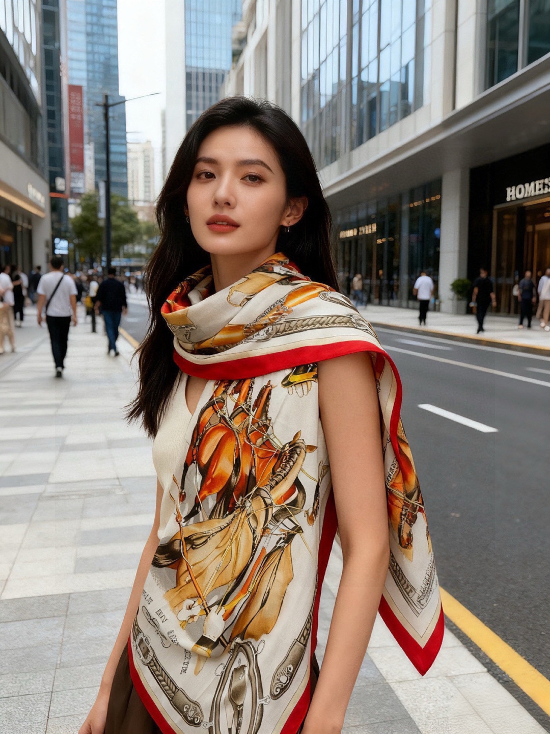 上新🆕【丝绒双面同色140披肩】“弩式牵引马具”手工卷边丝绒方巾披肩70%羊绒30%真丝这款典藏方巾展现