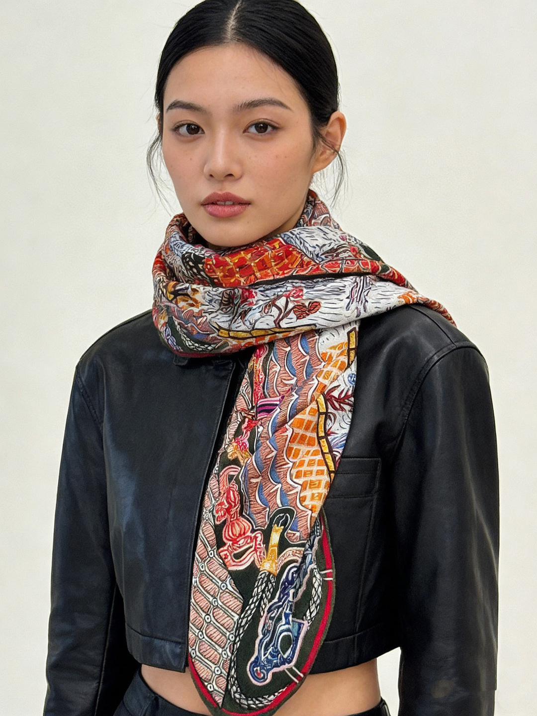 新款 秋冬搭配利器❗️顶级双面同色真丝羊绒披肩！！点睛精彩，图案和配色都超级喜欢，又一款双面配色工艺设计