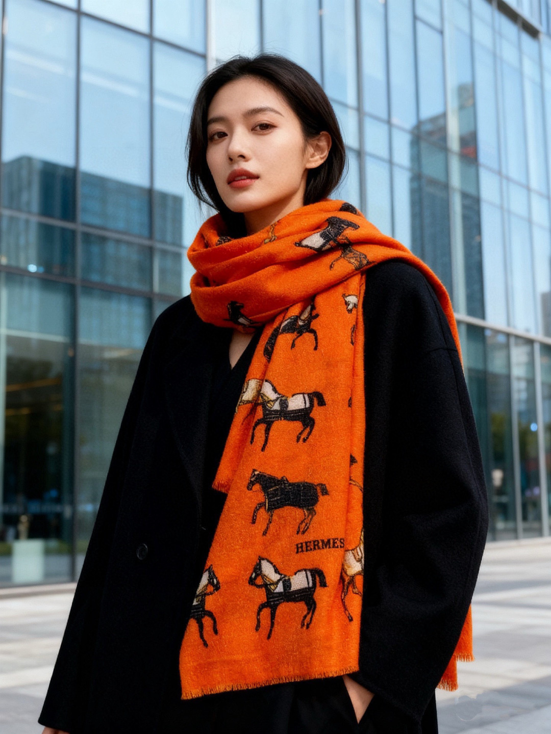 上新🌟 会发光发亮的围巾 💄💋新款客银丝+💖羊绒面料长巾 😘美翻了[流泪]H家【骏马披挂长巾】御用殿堂级