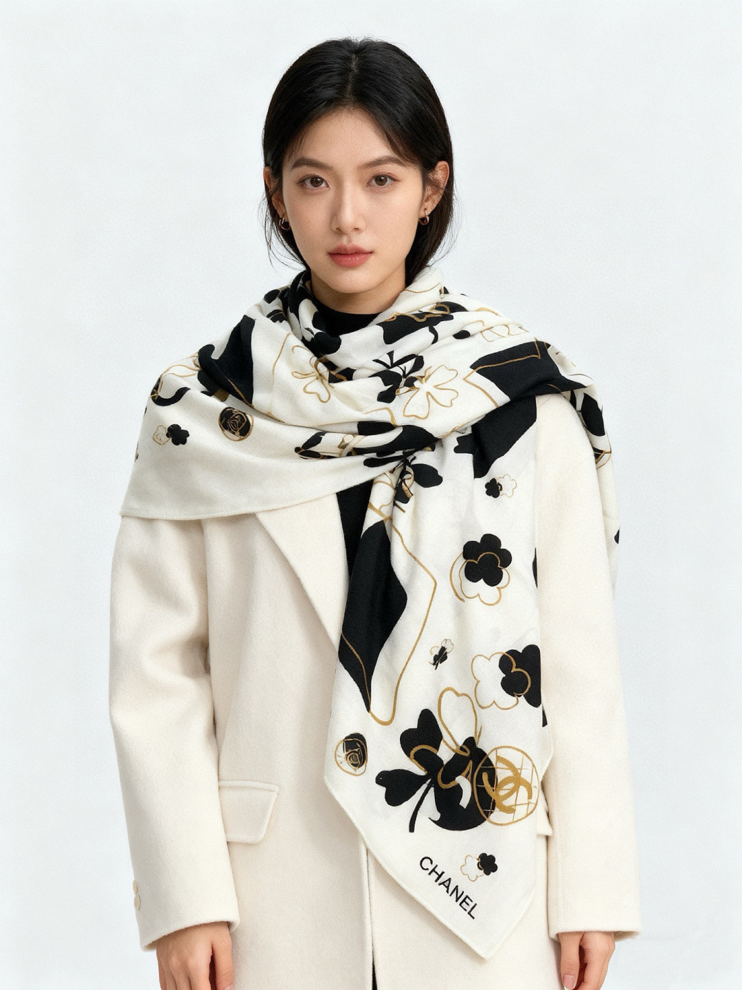 上新❤️【Chanel】 经典茶花优雅Coco风，Chanel最新菱格丝绒大方巾~气质到骨子里，香奶奶新