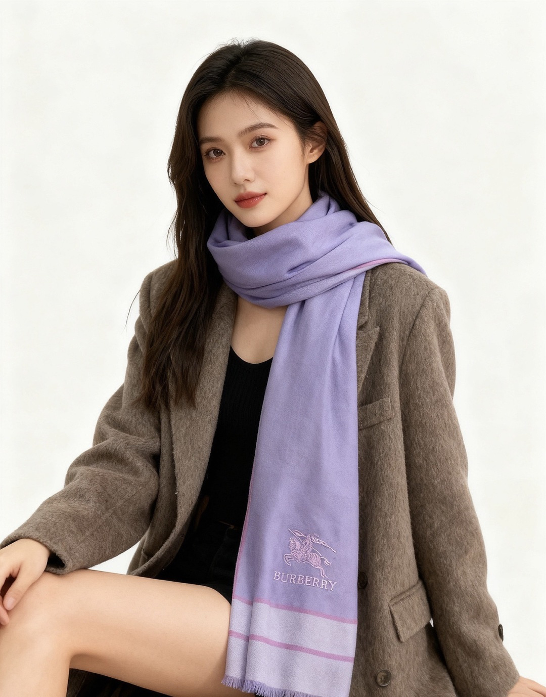 巴宝莉轻盈格纹围巾最新款出货了，精美马标刺绣logo，精湛制作工艺。首先臻选上乘的超细羊毛纤维，进行纯手